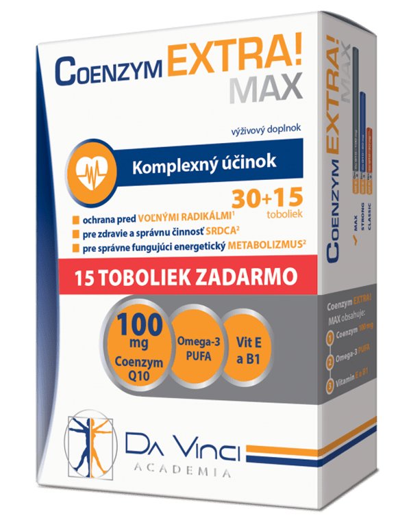 Coenzym EXTRA! Max 100mg – Da Vinci 30+15 tob. ZADARMO