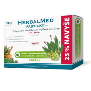 HerbalMed pastilky – skor., mat.dúš.,lipa,+ vit.C 24+6