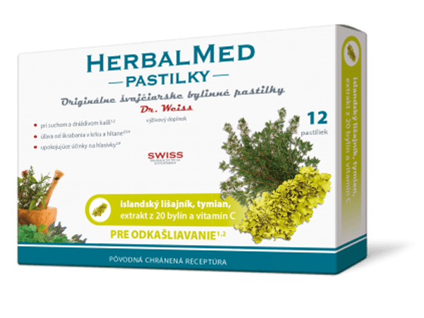 HerbalMed pastilky – isl.lišajník,tymian,+ vit.C 12