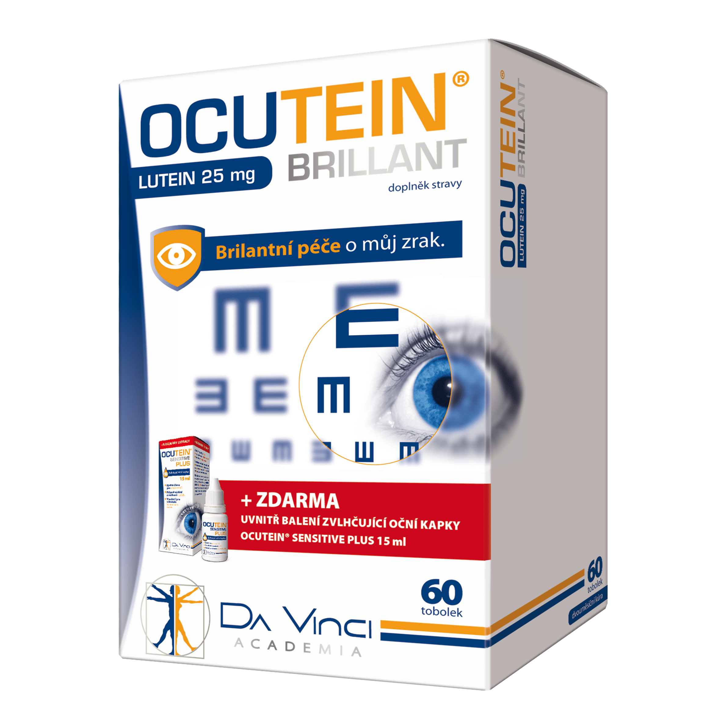 Ocutein Brillant Lutein 25 mg – DA VINCI 60 tob.+ očné kvapky 15 ml
