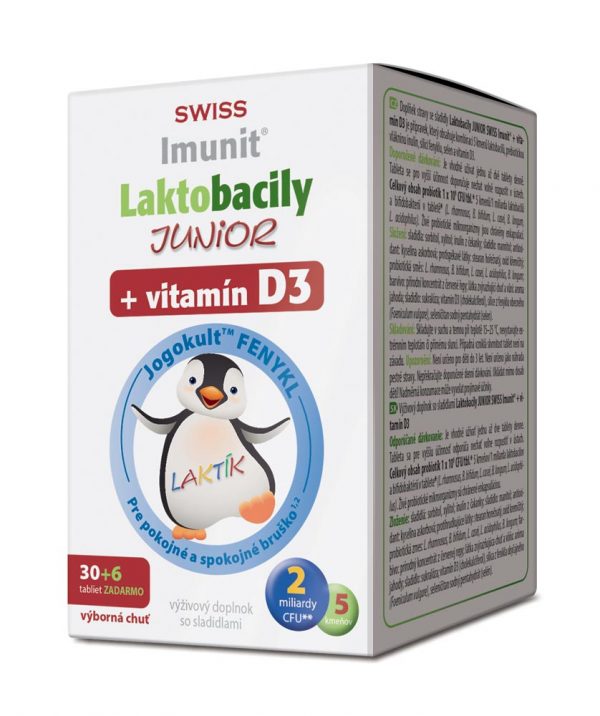 Laktobacily JUNIOR SWISS Imunit + vitamín D3 30+6 tbl.