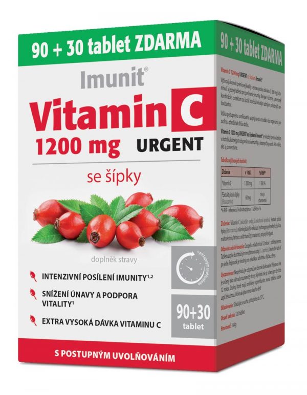 Vitamín C 1200 mg URGENT so šípkami Imunit 90+30 tbl.